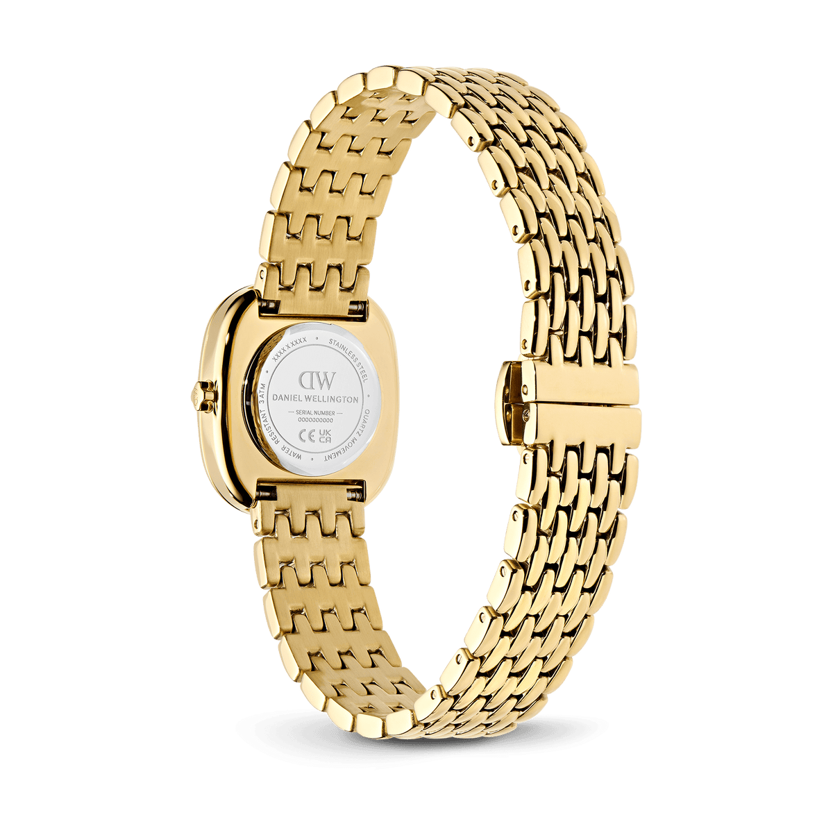 Daniel Wellington Corta White Grain-Link Gold DW00100993 women's watch with white sunray dial and gold link strap