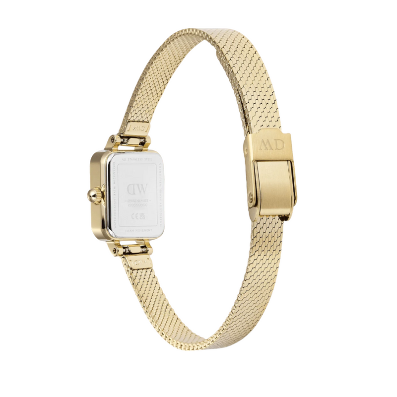 Daniel Wellington Quadro Mini Mirror Reflection Gold Dial Watch DW00100801