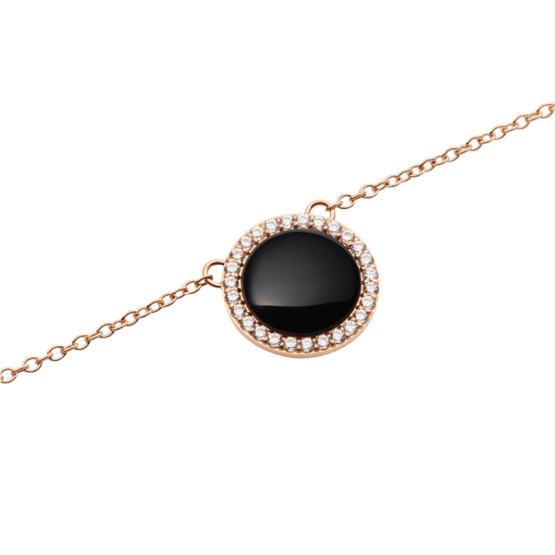 Daniel Wellington Audrey Black Agathe Rose Gold Necklace DW00401450