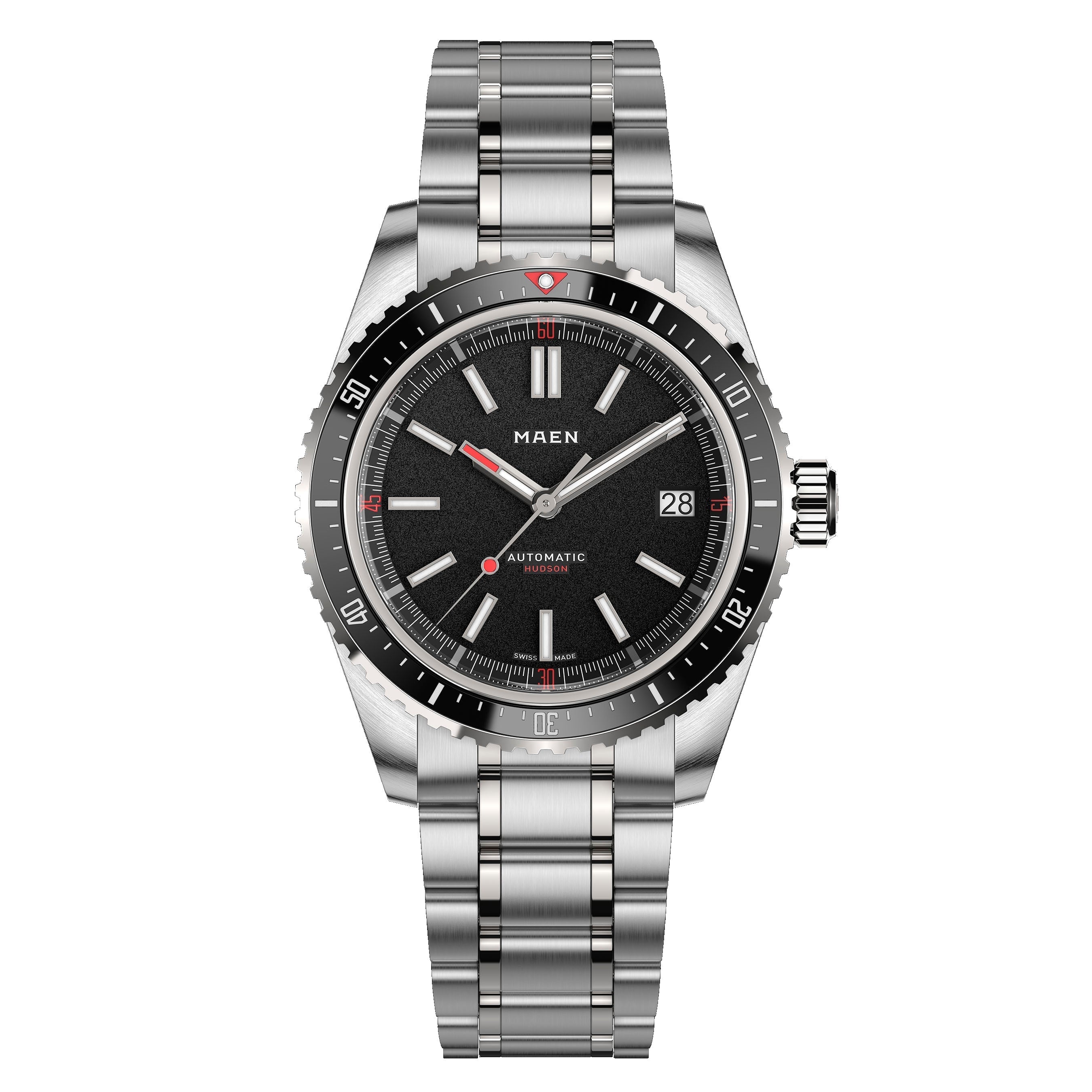 MAEN MAEN Hudson 38 MK5 Black Dial Date Automatic Watch M1.1.5 - Front black Date