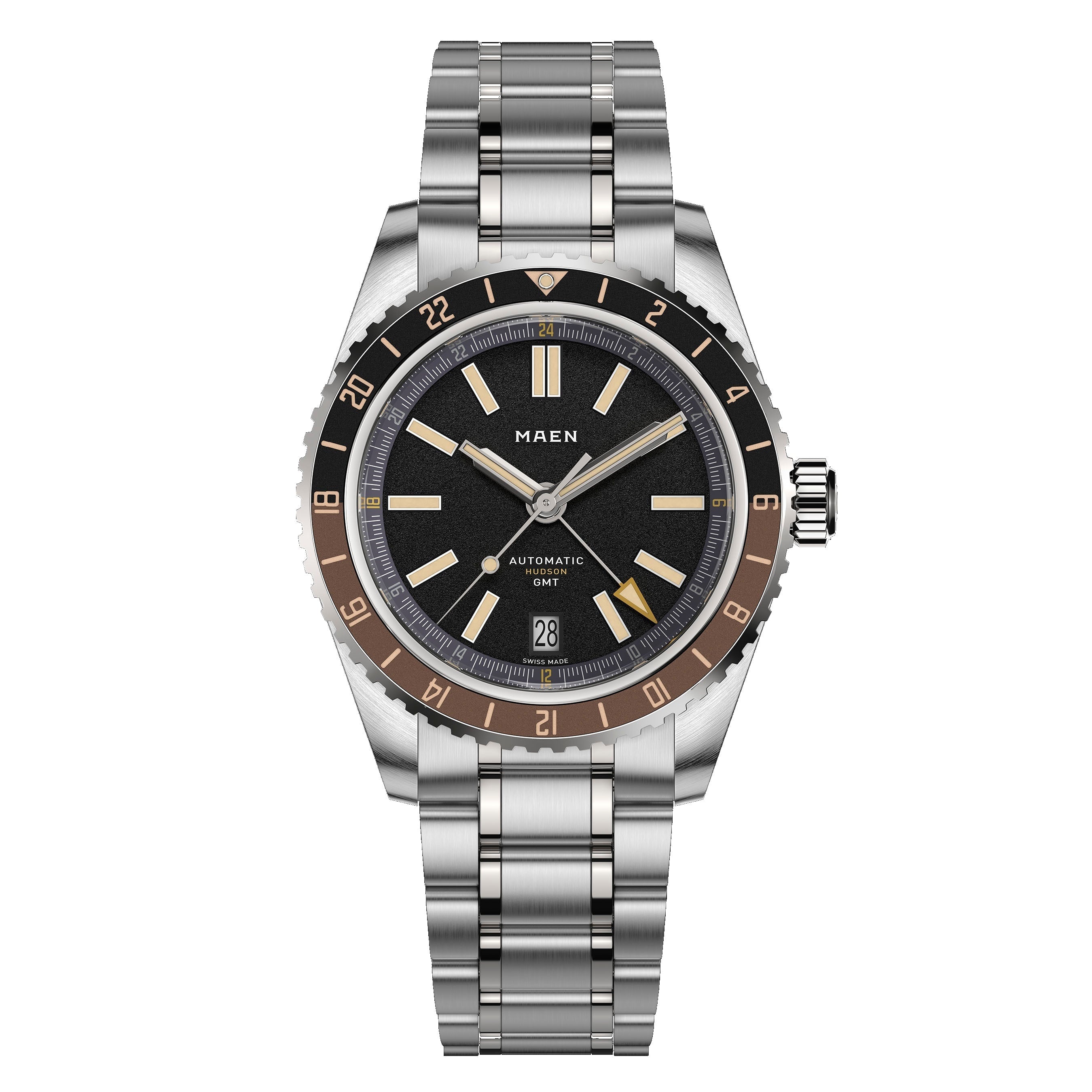 MAEN MAEN Hudson 38 GMT MKII Brown Dial Automatic Watch M1.3.3 - BROWN FIVELINK