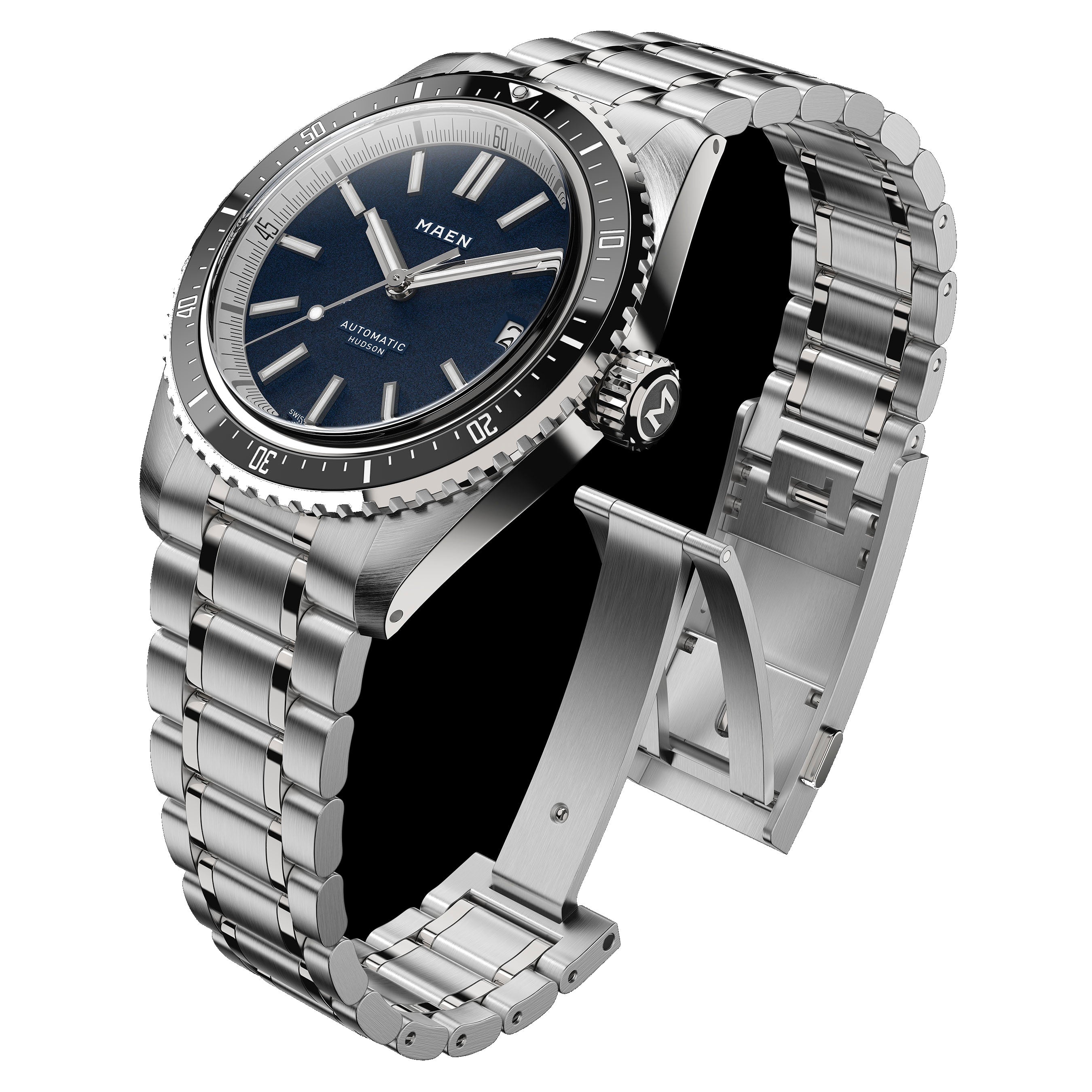 MAEN MAEN Hudson 38 MK5 Blue Dial Date Automatic Watch M1.1.6 - 34open blue