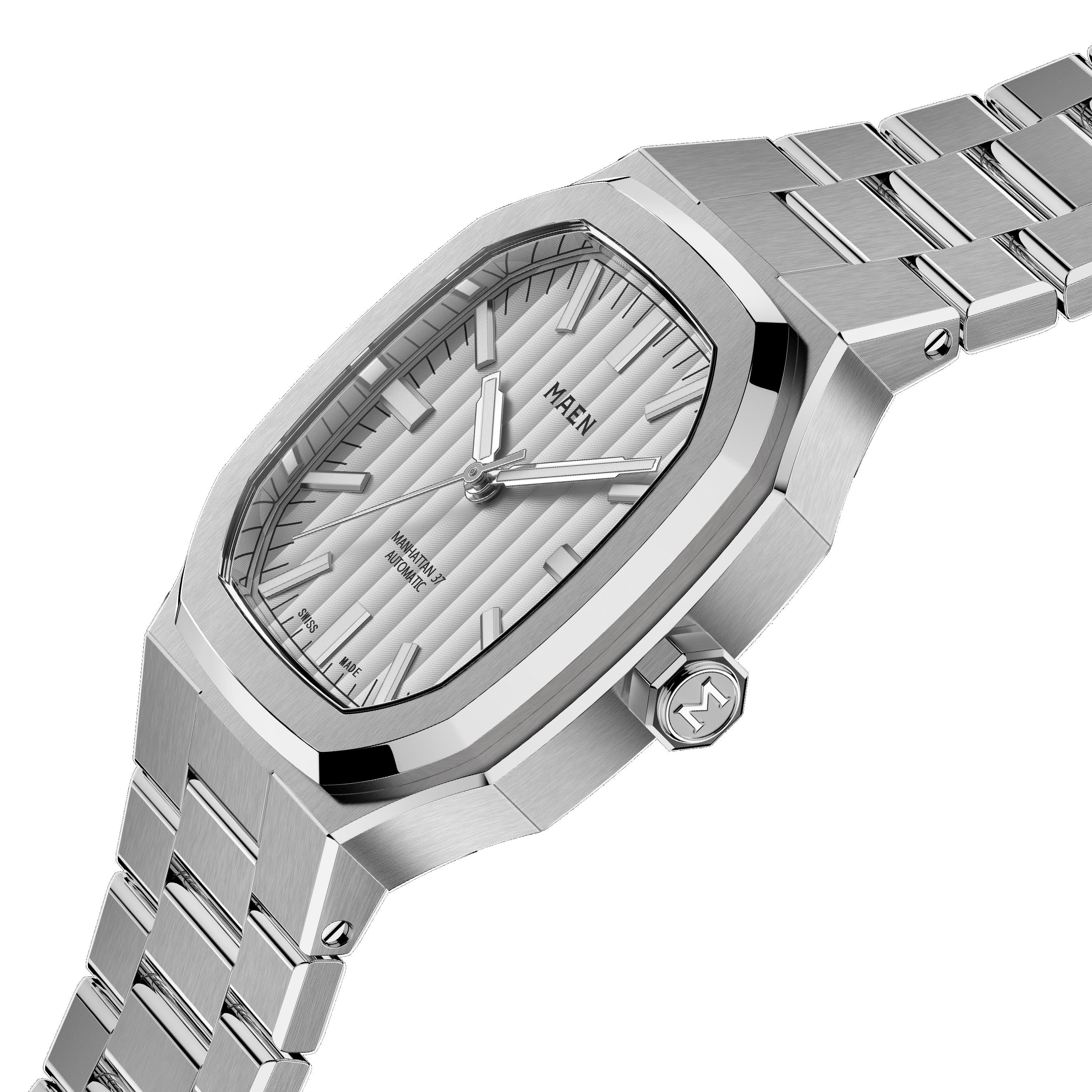 MAEN MAEN Manhattan 37 Ice Grey No Date Automatic Watch M2.1.6 - Overhead Ice Grey No Date