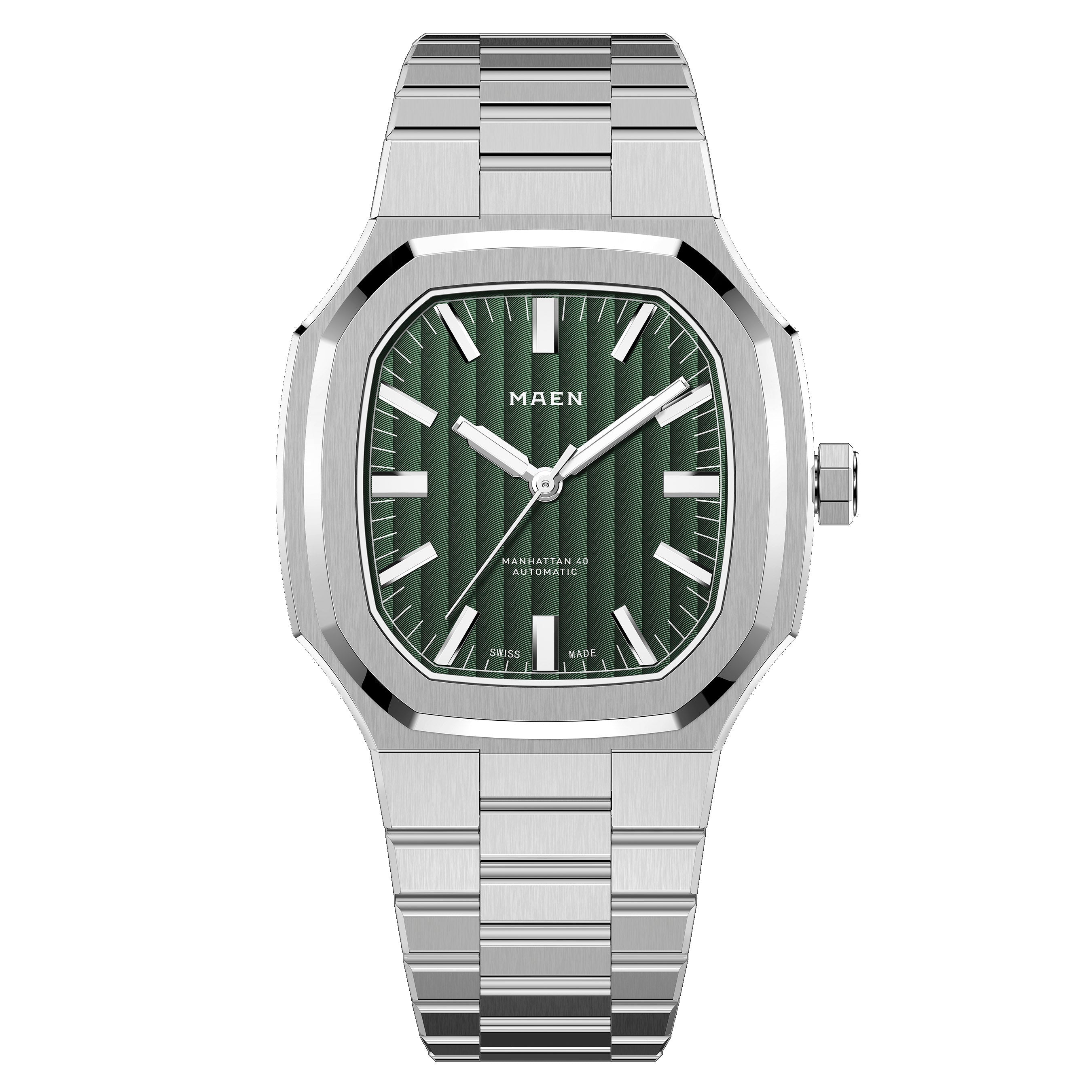 MAEN MAEN Manhattan 40 Green Dial No Date Automatic Watch M3.1.6 - green front nodate
