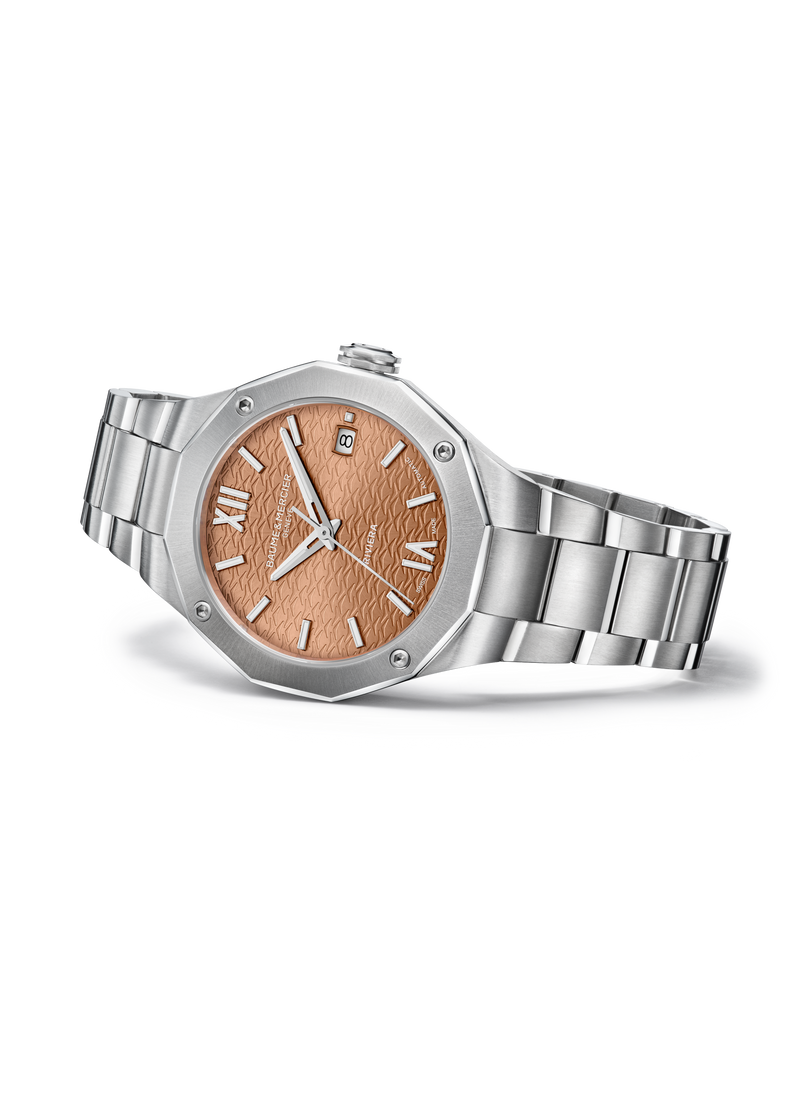 Baume &amp; Mercier Riviera 36 毫米自动女士手表，带赤陶色表盘 M0A10764