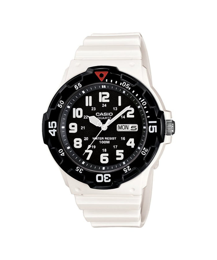 Casio White Resin Band Black Dial Watch MRW200HC 7B Watch Direct