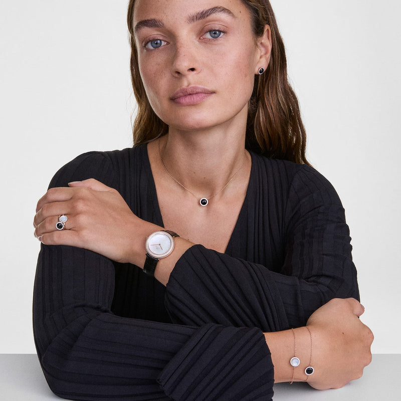 Daniel Wellington Audrey Black Agathe Rose Gold Bracelet DW00401432