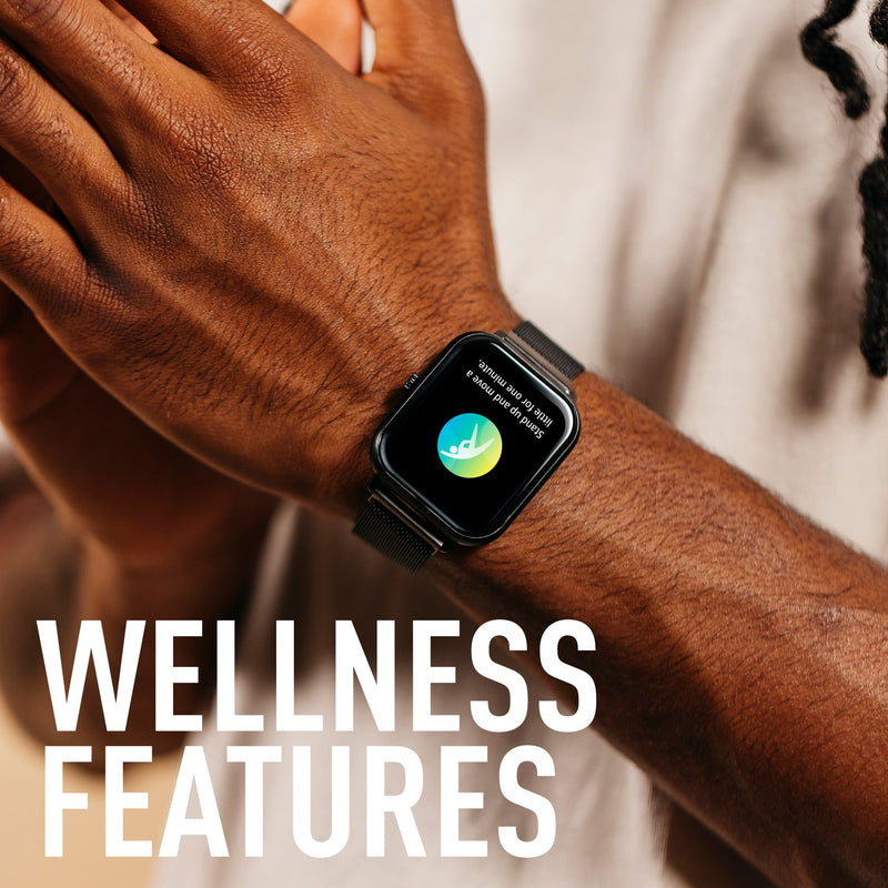 Smartwatch displaying a wellness feature on a person’s wrist.