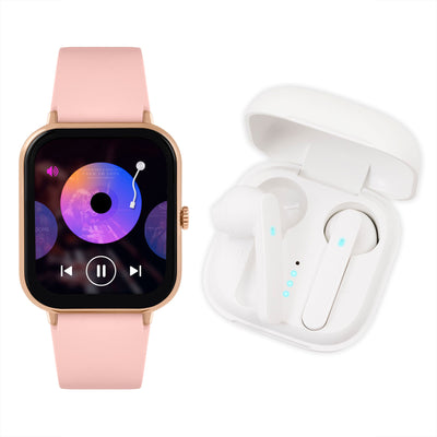 Reflex Active Series 23 Rose Case & Pink Silicone Strap & Ear Buds Bundle Watch RA23-2166-TWS