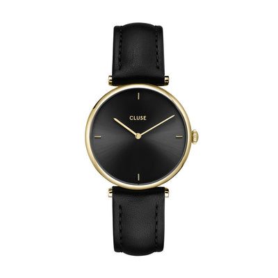 CLUSE Triomphe Gold Black / Black Leather Watch CW10404