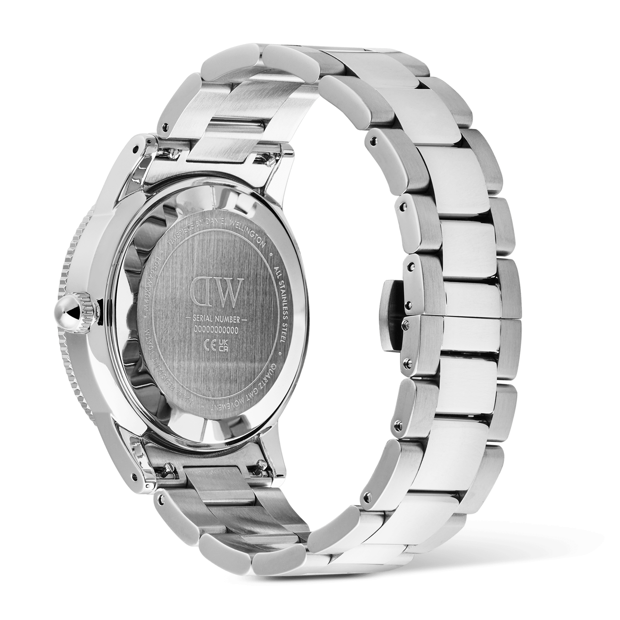 Daniel Wellington Iconic GMT Link Black Green Ceramic Bezel Silver DW00100920