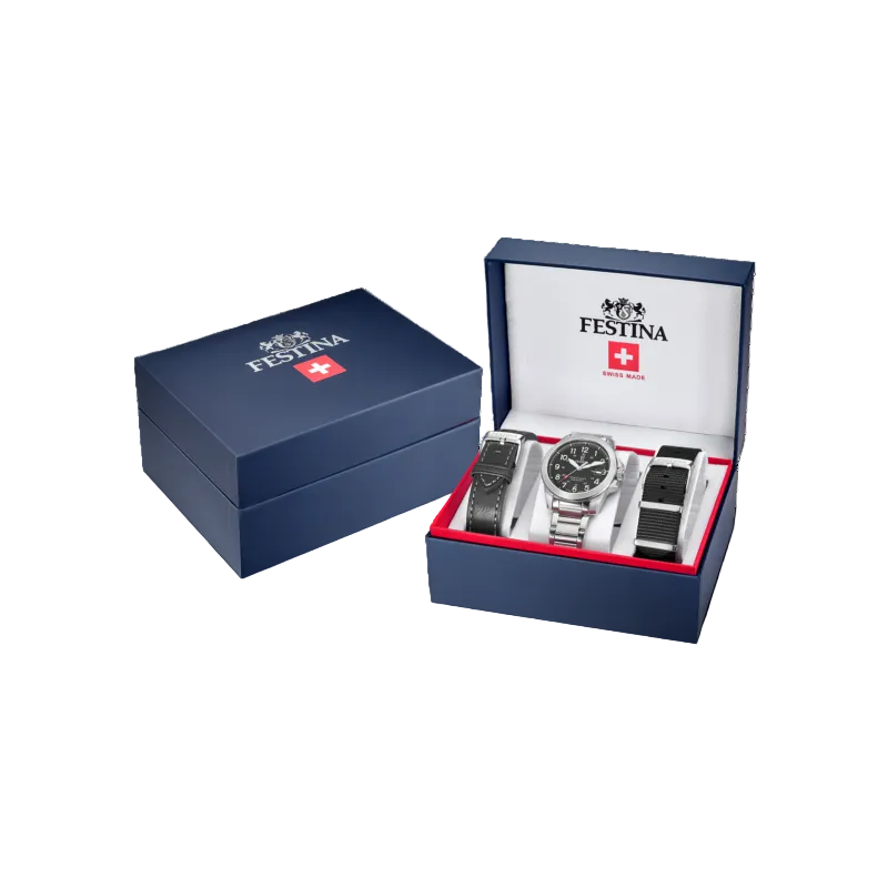 Festina Swiss Made Field with Three Interchangeable Straps Men's Watch F20081/4