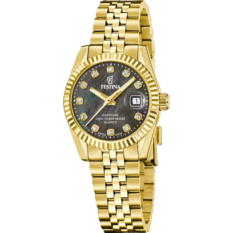 Festina Swiss Made Classic Black Dial Stainless Steel Women’s Watch F20089/3