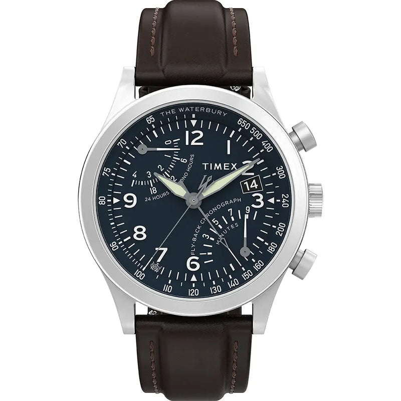 Timex Waterbury 传统棕色皮革手表 TW2W47900