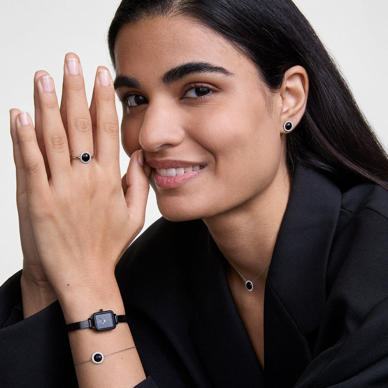 Daniel Wellington Audrey Black Agathe Silver Necklace DW00401457