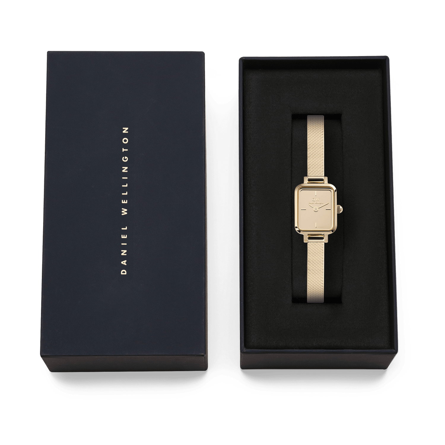 Daniel Wellington Quadro Mini Mirror Reflection Gold Dial Watch DW00100801