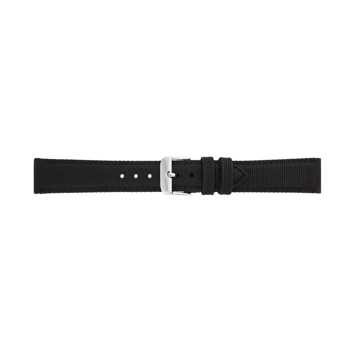 Daniel Wellington Black Canvas Strap Silver nylon canvas watch strap with recycled stainless steel pin buckle
