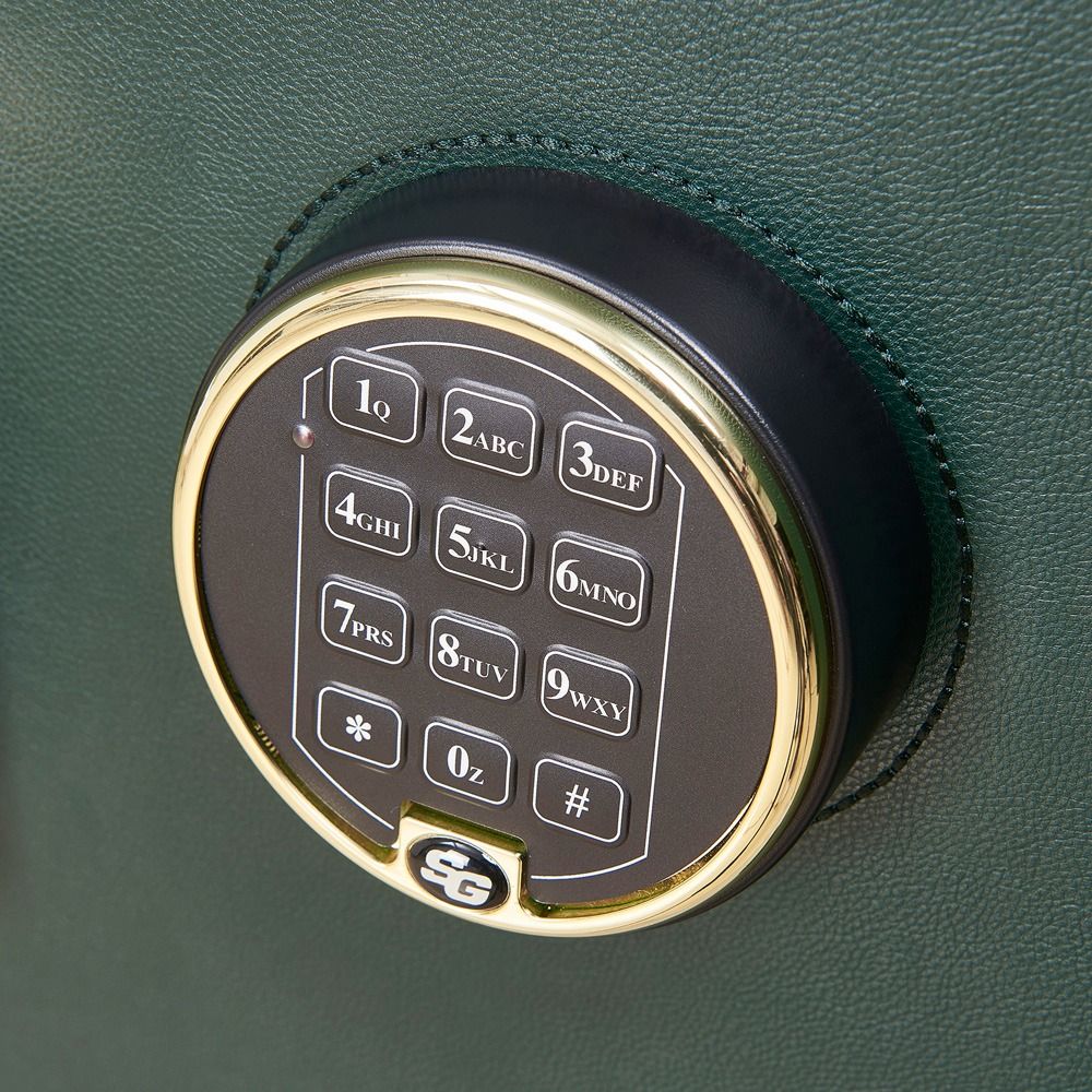 WOLF Athos 12 Piece Watch Winder Safe in Green, close-up of the digital keypad