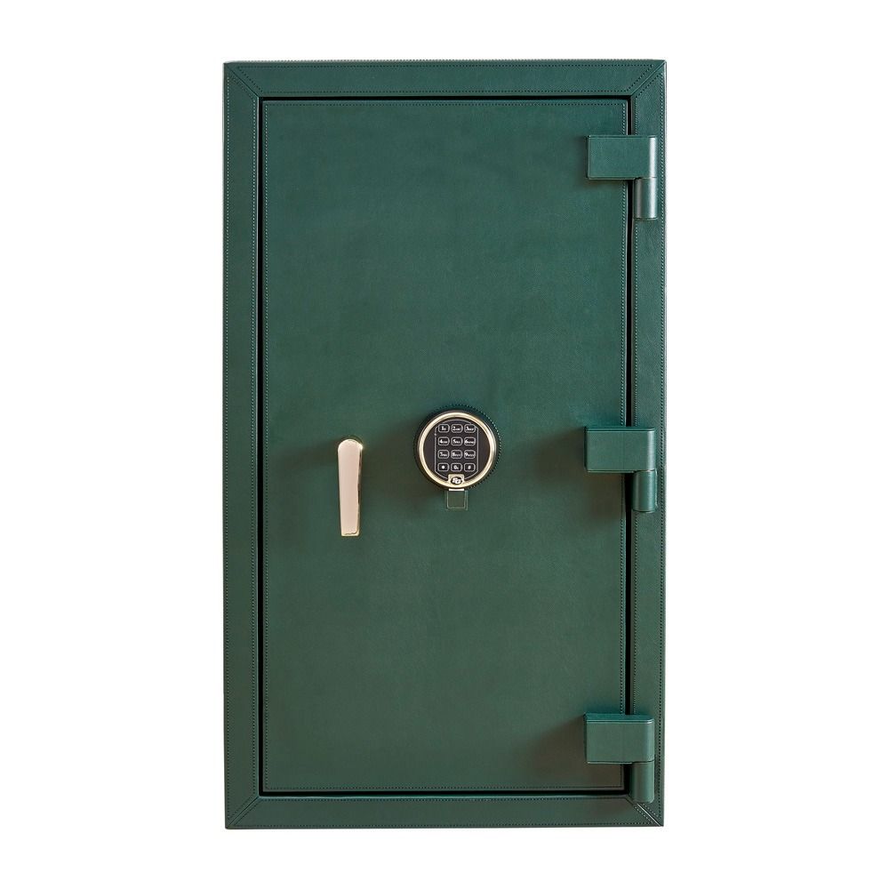 WOLF Athos 4 Piece Watch Winder Safe in Green, front view with the door closed