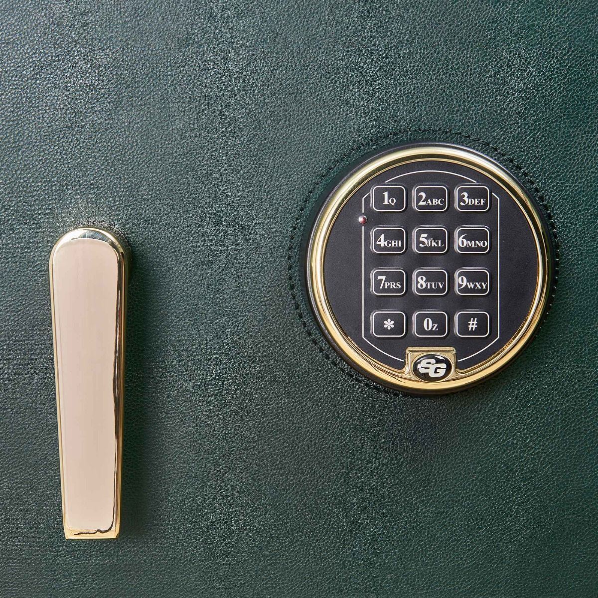 WOLF Athos Watch and Jewellery Safe in Green, door handle and digital keypad