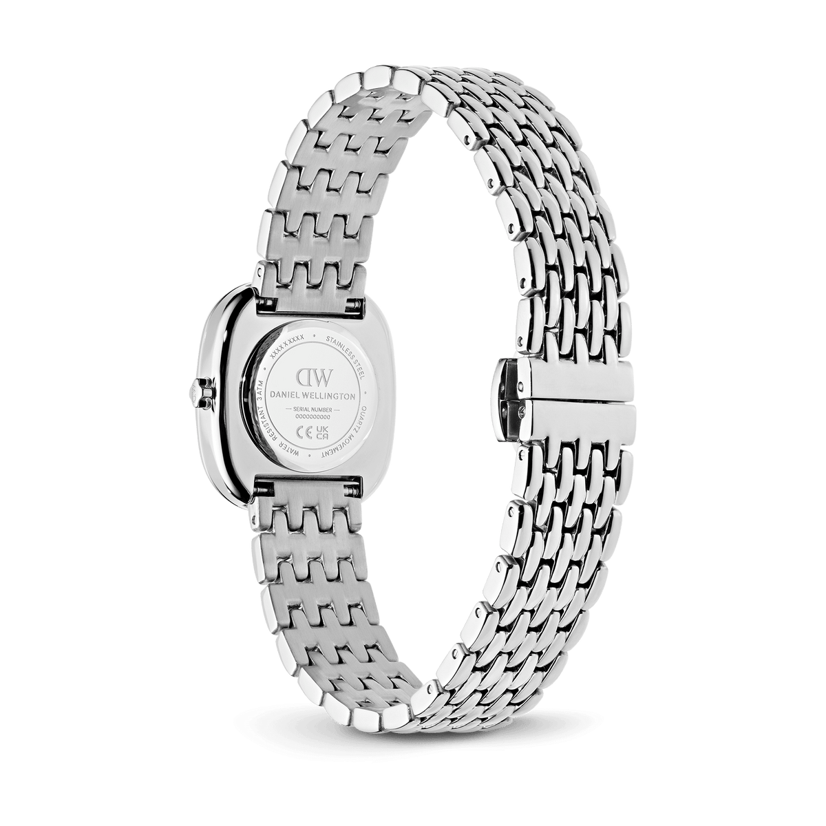 Daniel Wellington Corta Royal Blue Grain-Link Silver DW00100992 women's watch with blue sunray dial and silver link strap