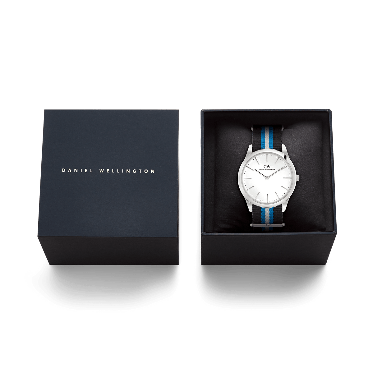 Daniel Wellington Pathfinder Sherborne Frost-White Silver DW00100982 men's watch with white sunray dial and two-tone nato strap