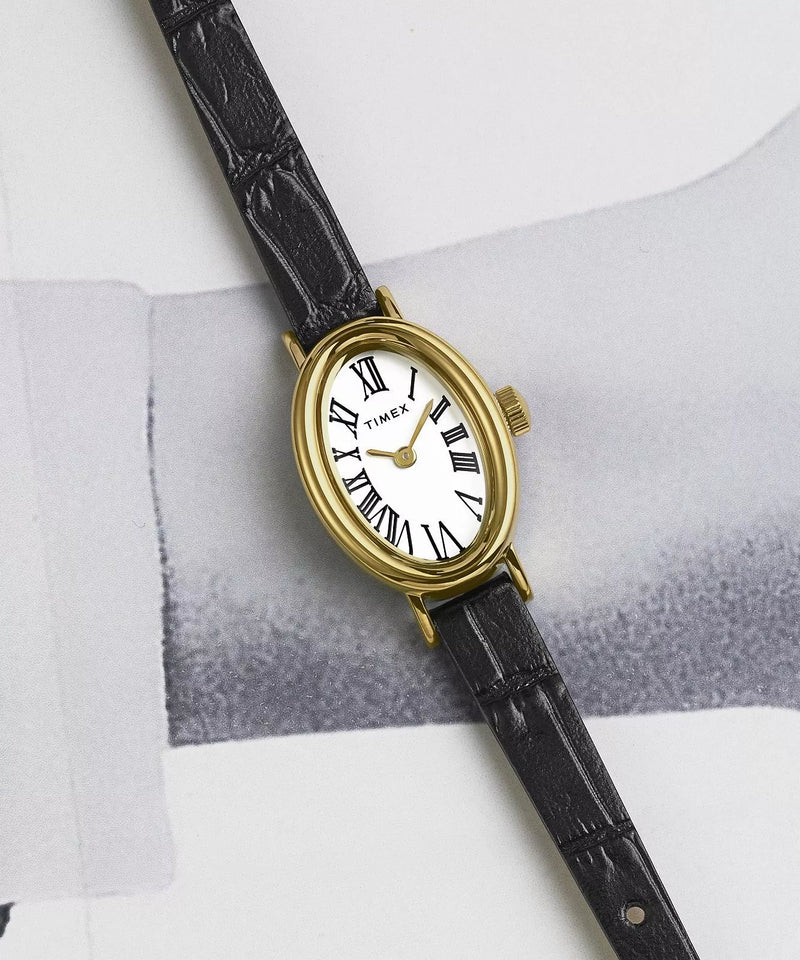 Timex Cavatina Gold Case with Black Leather Band Women's Watch TW2W78300