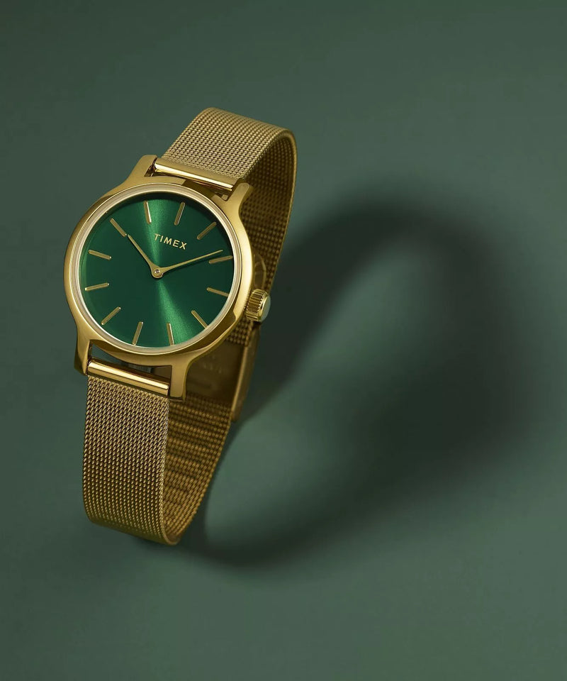 Timex Transcend 31 毫米金色表壳和表链搭配绿色表盘 TW2W87300