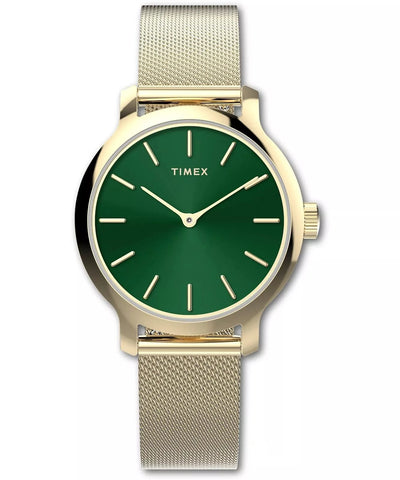 Timex Transcend 31 毫米金色表壳和表链搭配绿色表盘 TW2W87300