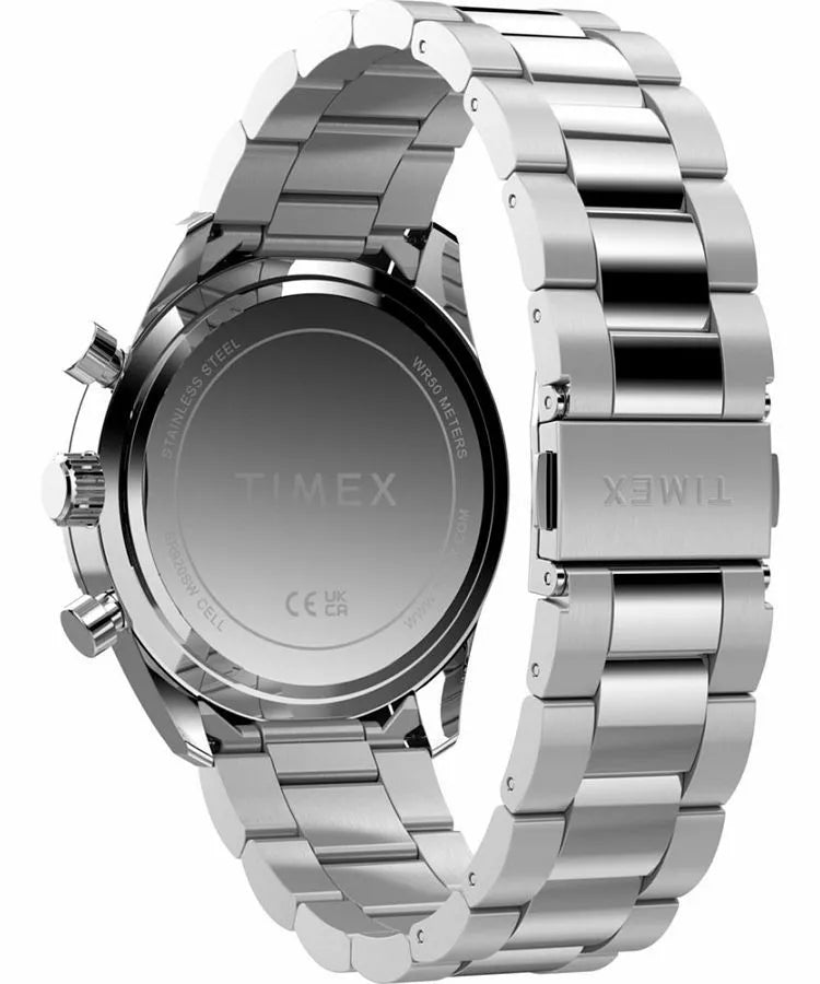 Timex Trend Ridgefield Chronograph Black Dial Stainless Steel Band Men's Watch TW2Y56900