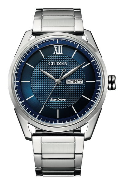 西铁城 Eco-Drive 蓝色表盘不锈钢手表 AW0081-89L