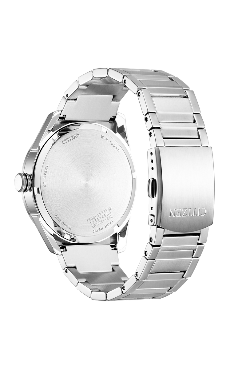 西铁城 Eco-Drive 蓝色表盘不锈钢手表 AW0081-89L