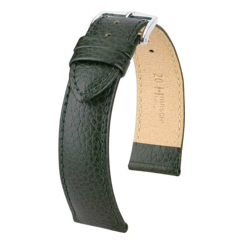 Hirsch Kansas Green Buffalo Embossed Calf Leather Watch Band