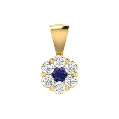 Sapphire Diamond Pendant With 0.19ct Diamonds In 9K Yellow Gold