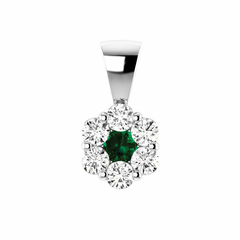 Emerald Diamond Pendant With 0.19ct Diamonds In 9K White Gold