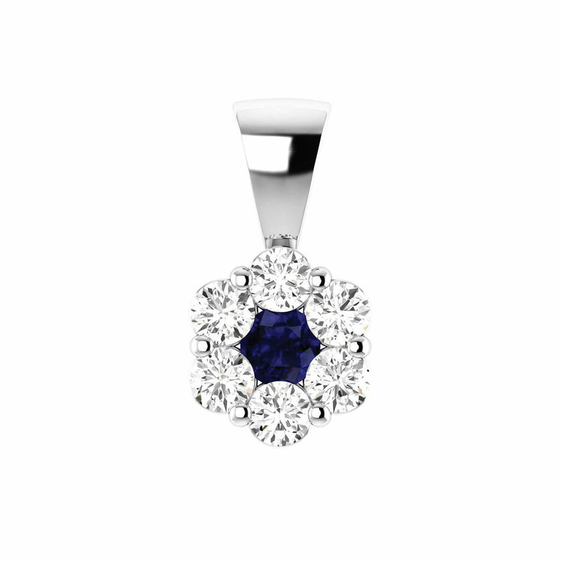 Sapphire Diamond Pendant With 0.24ct Diamonds In 9K White Gold