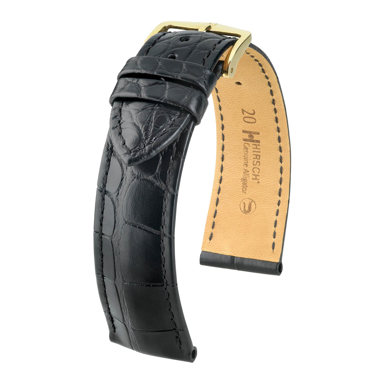 Hirsch Genuine Alligator Black Matt Louisian Alligator Watch Band
