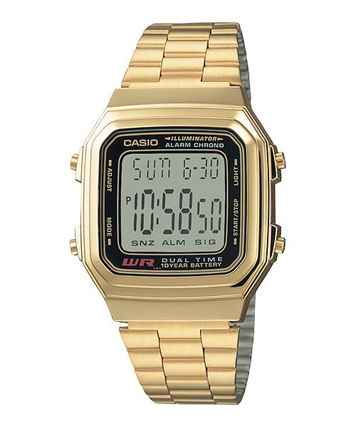 Casio Digital Stainless Steel Alarm Chrono Dual Time A178Wga-1A Mens Watch