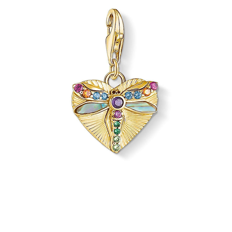 Thomas Sabo Charm Pendant Heart With Dragonfly, Gold