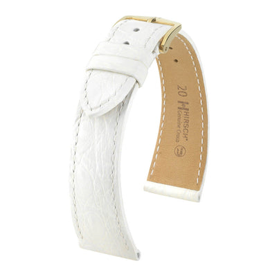 Hirsch Genuine Croco White Shiny Crocodile Leather Watch Band