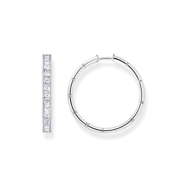 Thomas Sabo Hoop Earrings White Stones Silver