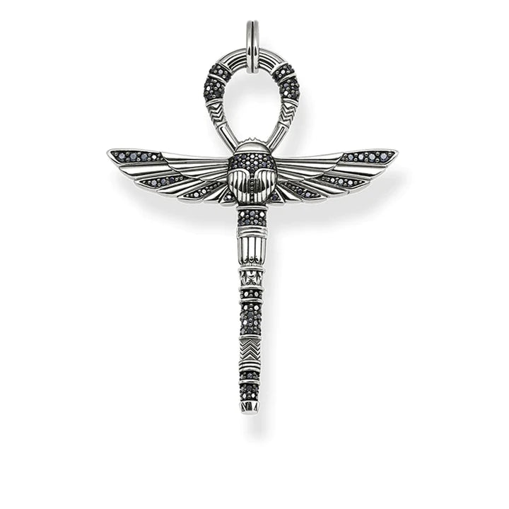 Thomas Sabo Ankh 标志甲虫黑色方晶锆石吊坠