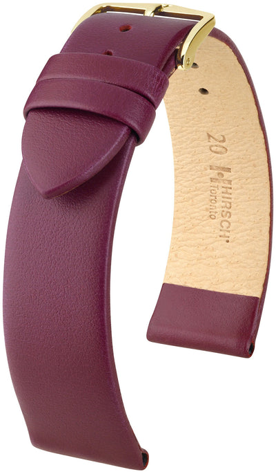 Hirsch Toronto Medium Gold Buckle Berry Leather Band