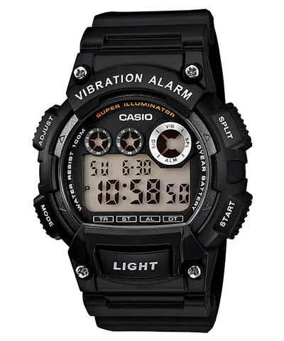 Casio Super Illuminator Black Resin Band Watch W735H-1A