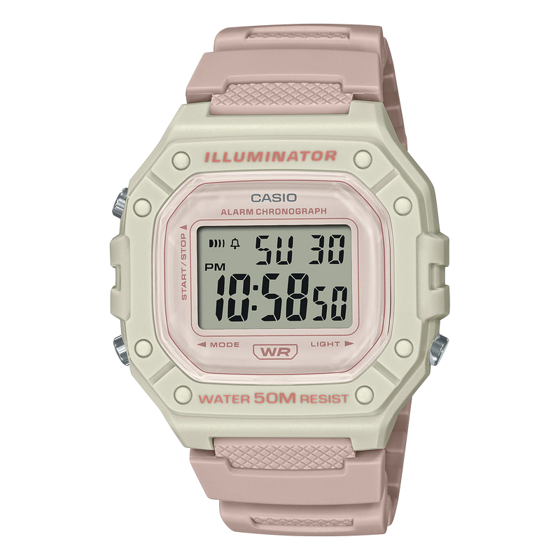 Casio Digital Pale Pink Resin Band Watch W218HC-4A2