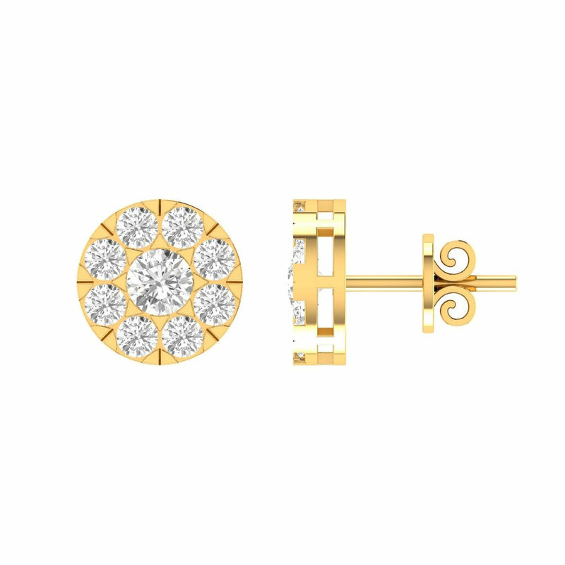 Cluster Diamond Stud Earrings With 0.20ct Diamonds In 9K Yellow Gold