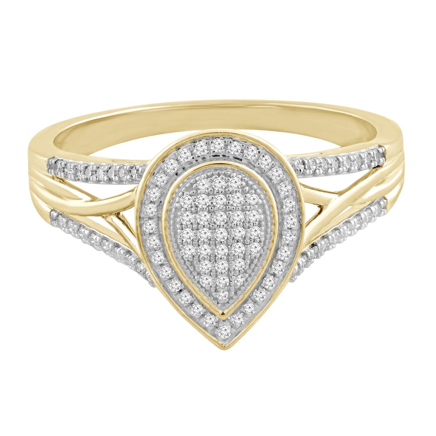Pear Ring with 0.2ct Diamond In 9K Yellow Gold