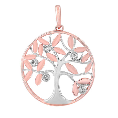 Tree of Life Pendant with 0.05ct Diamonds in 9K Rose Gold