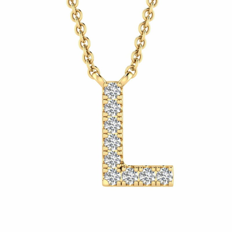 Initial Necklace With 0.06ct Diamonds In 9K Yellow Gold