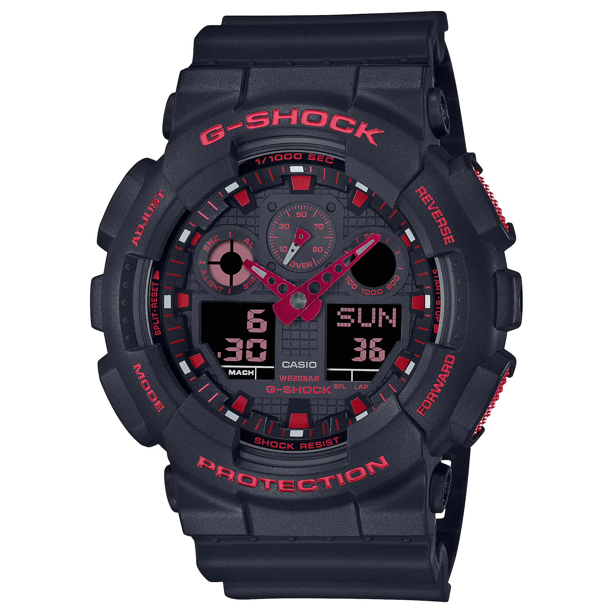 G-Shock Ignite Red Line Analog Black Resin Band Watch GA100BNR-1A